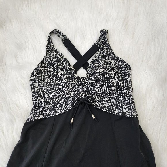 Maxine of Hollywood Vintage one piece crisscross back Swim dress - Picture 2 of 11